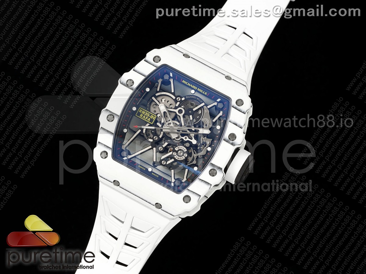 RM35-01 White NTPT ZF 1:1 Best Edition Skeleton Dial on White Shark Strap RMUL3 Super Clone