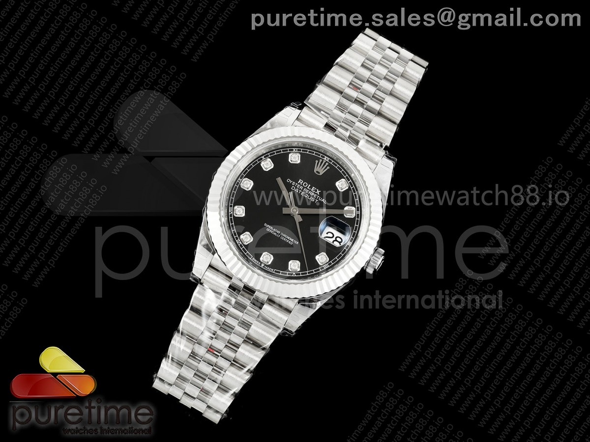 DateJust 41 126334 904L SS VSF 1:1 Best Edition Black Diamonds Dial on Jubilee Bracelet VS3235v2 V2s (133g)
