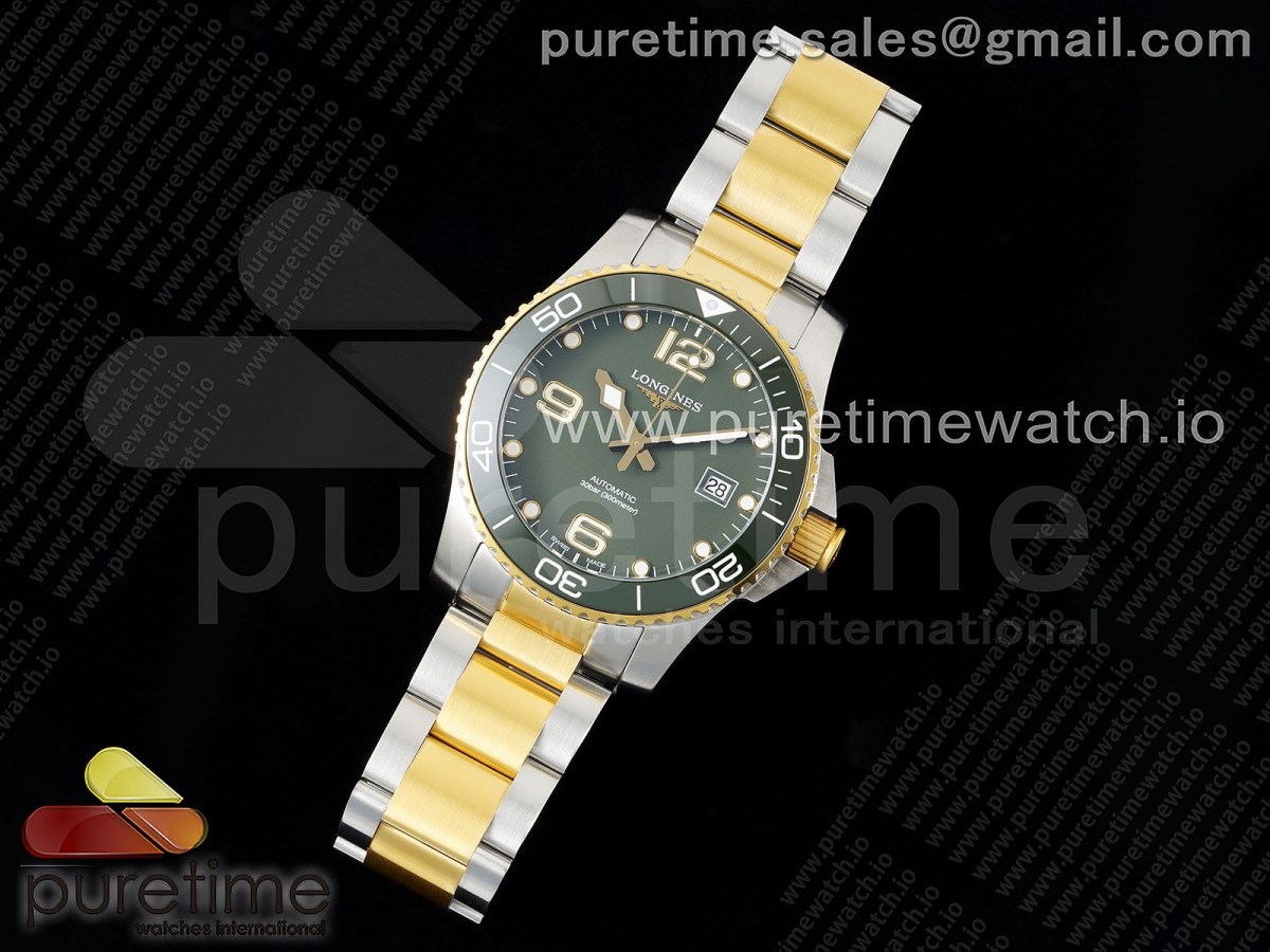 Conquest SS/YG Green Ceramic Bezel SS ZF 1:1 Best Edition Green Dial on SS/YG Bracelet A2824