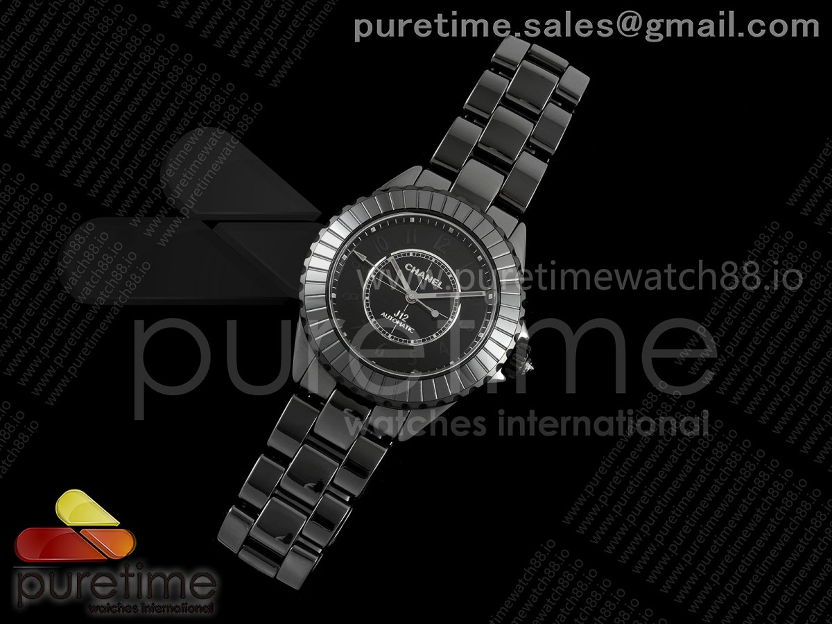 J13 38mm HTF 1:1 Best Edition Black Korea Ceramic Black Dial Block Bezel on Bracelet A12.1