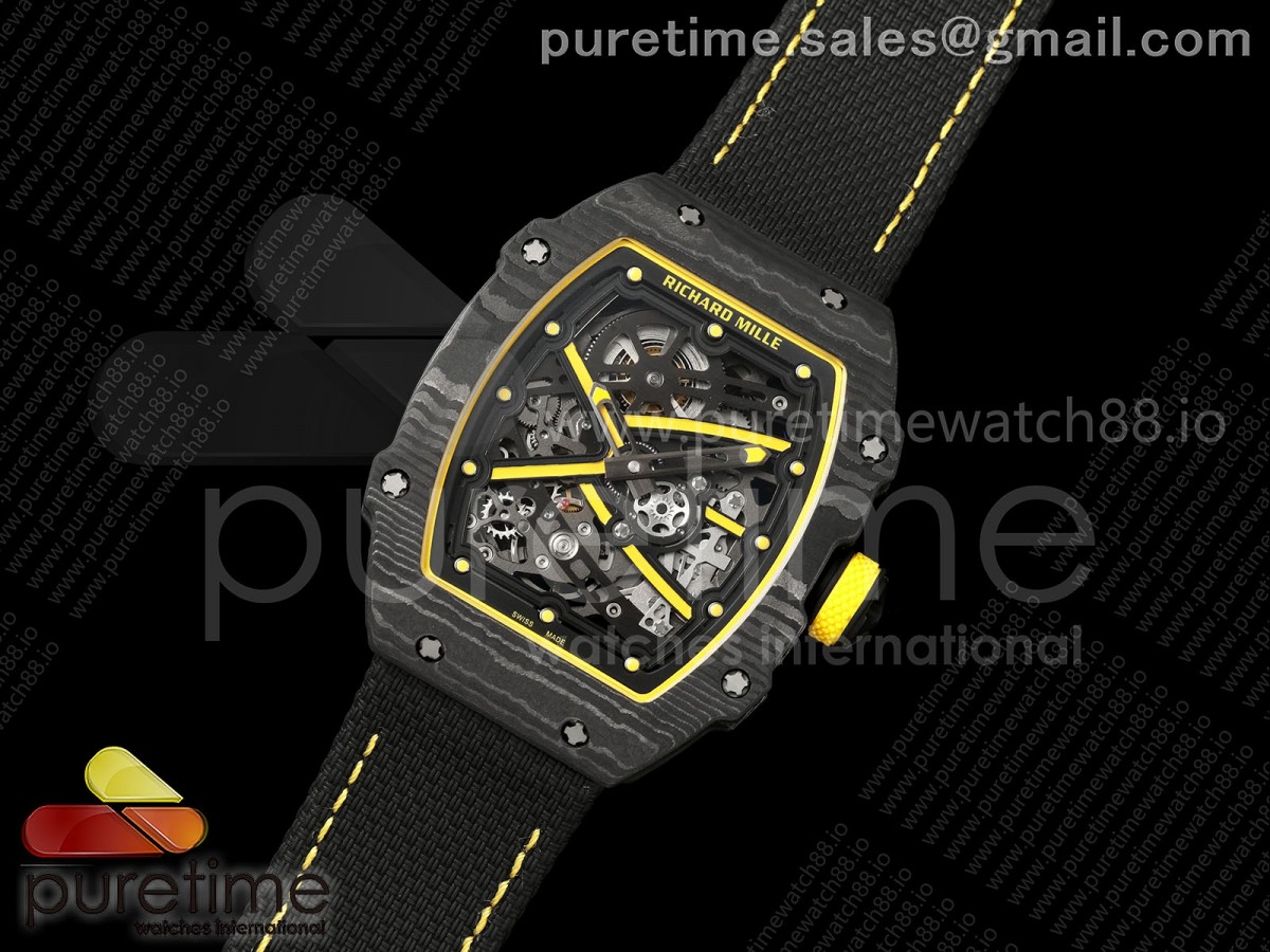 AVF RM67-02 Black NTPT Yellow Skeleton Dial on Black Velcro Strap CRMA7 Clone V2