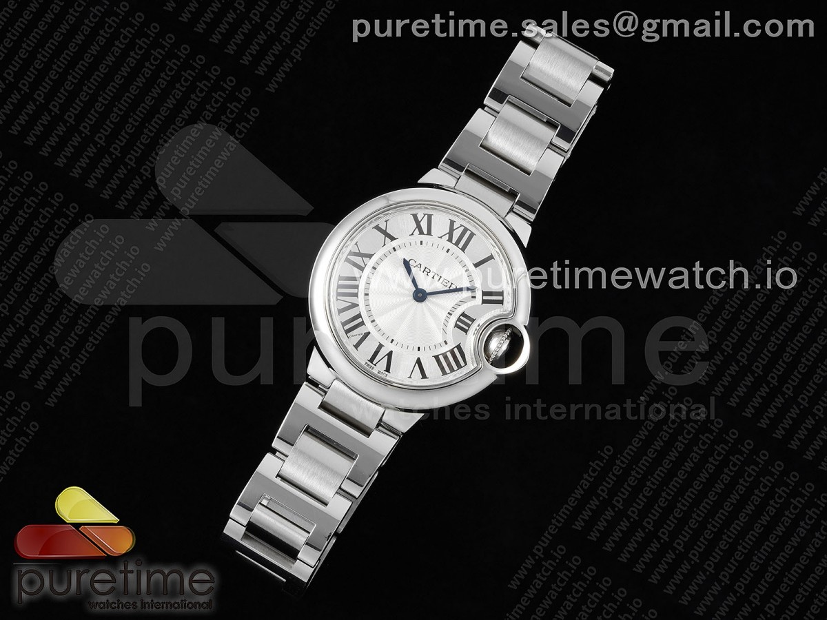 Ballon Bleu 33mm SS V20F 1:1 Best Edition White Textured Dial on SS Bracelet Cal.157 Quartz