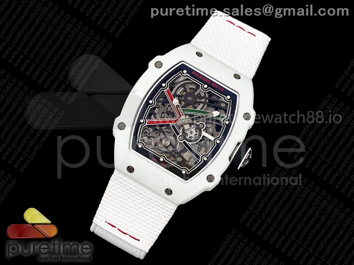 Umi Maker's RM67-02 White NTPT Black/Green/Red Skeleton Dial on White Nylon strap CRMA7 Clone V2