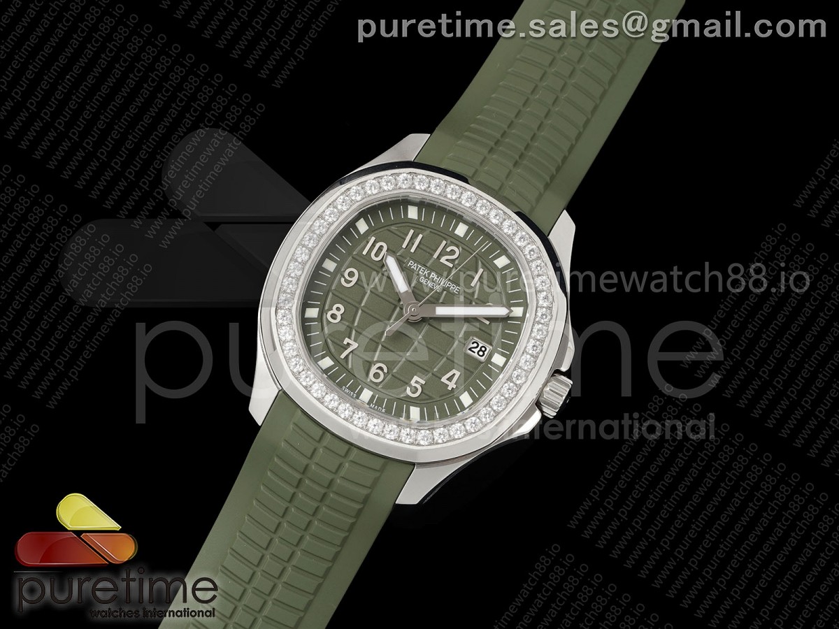 Aquanaut 5267 SS PPF 1:1 Best Edition Green Textured Dial on Green Rubber Strap Ronda Quartz