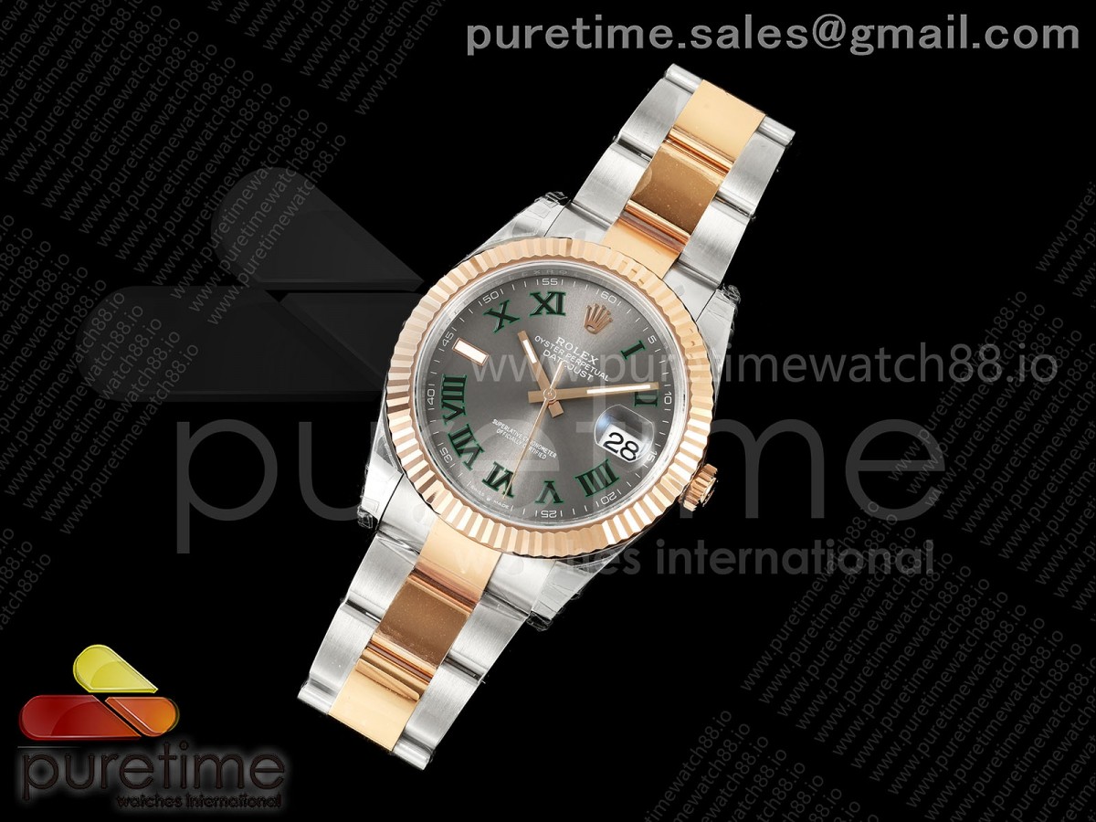 DateJust 41 126331 SS/RG VSF 1:1 Best Edition Gray Dial Green Roman on Oyster Bracelet VS3235 V2s