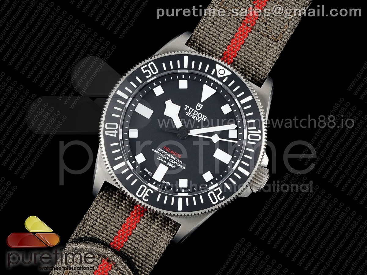 Pelagos FXD Titanium m25717n M+F 1:1 Best Edition Black Dial on Gray Nylon Strap 8N24