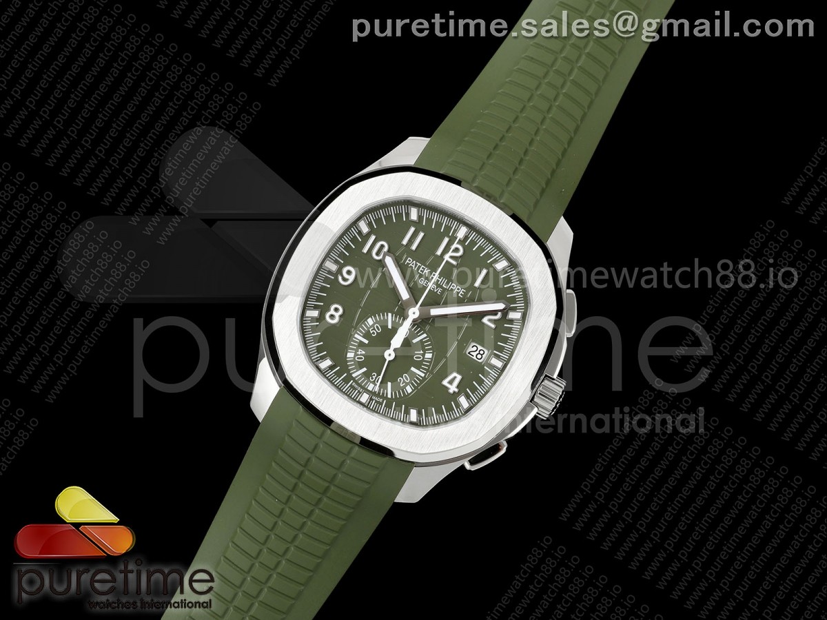 Aquanaut 5968 SS DDF 1:1 Best Edition Green Dial on Green Rubber Strap A520