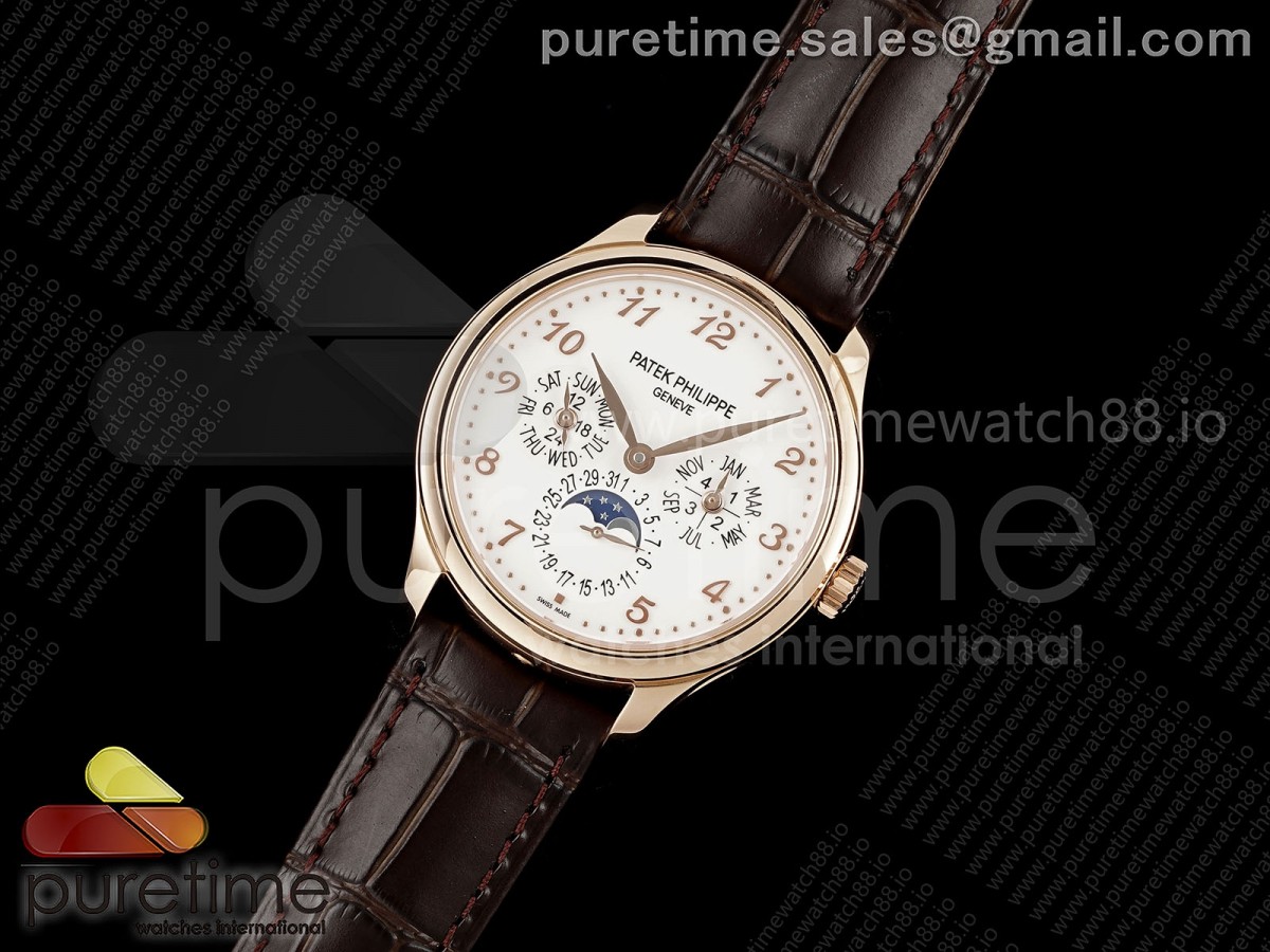 Perpetual Calendar 5140 RG 3KF Best Edition White Numeral Dial on Brown Leather Strap A240