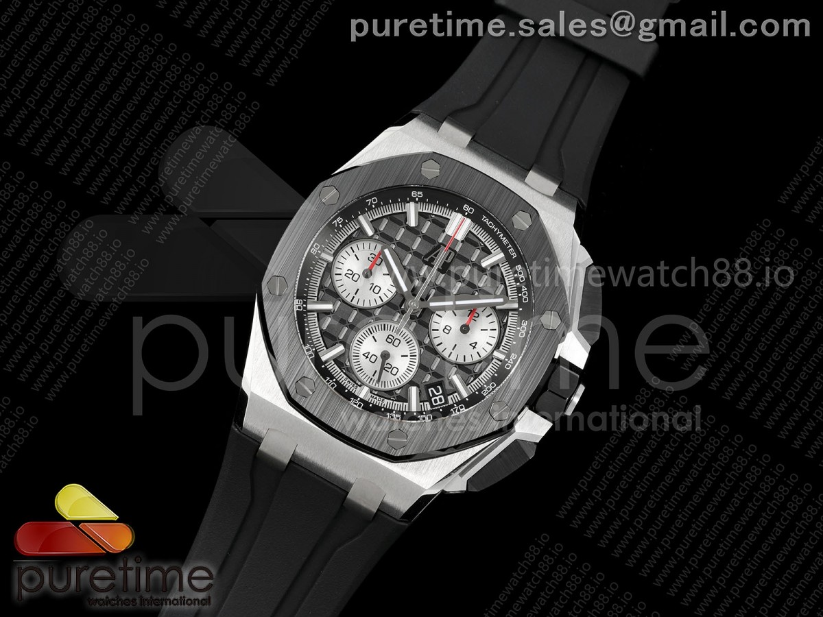 Royal Oak Offshore 43mm 26420so SS DDF 1:1 Best Edition Black/White Dial on Black Rubber Strap DD4401 Super Clone