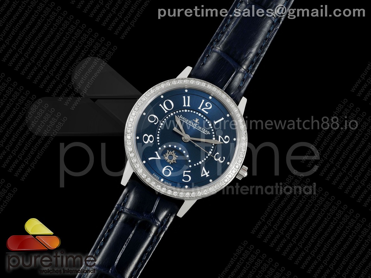 Rendez-Vous Night & Day SS APSF 1:1 Best Edition Blue Dial Diamonds Bezel on Blue Leather Strap SA898