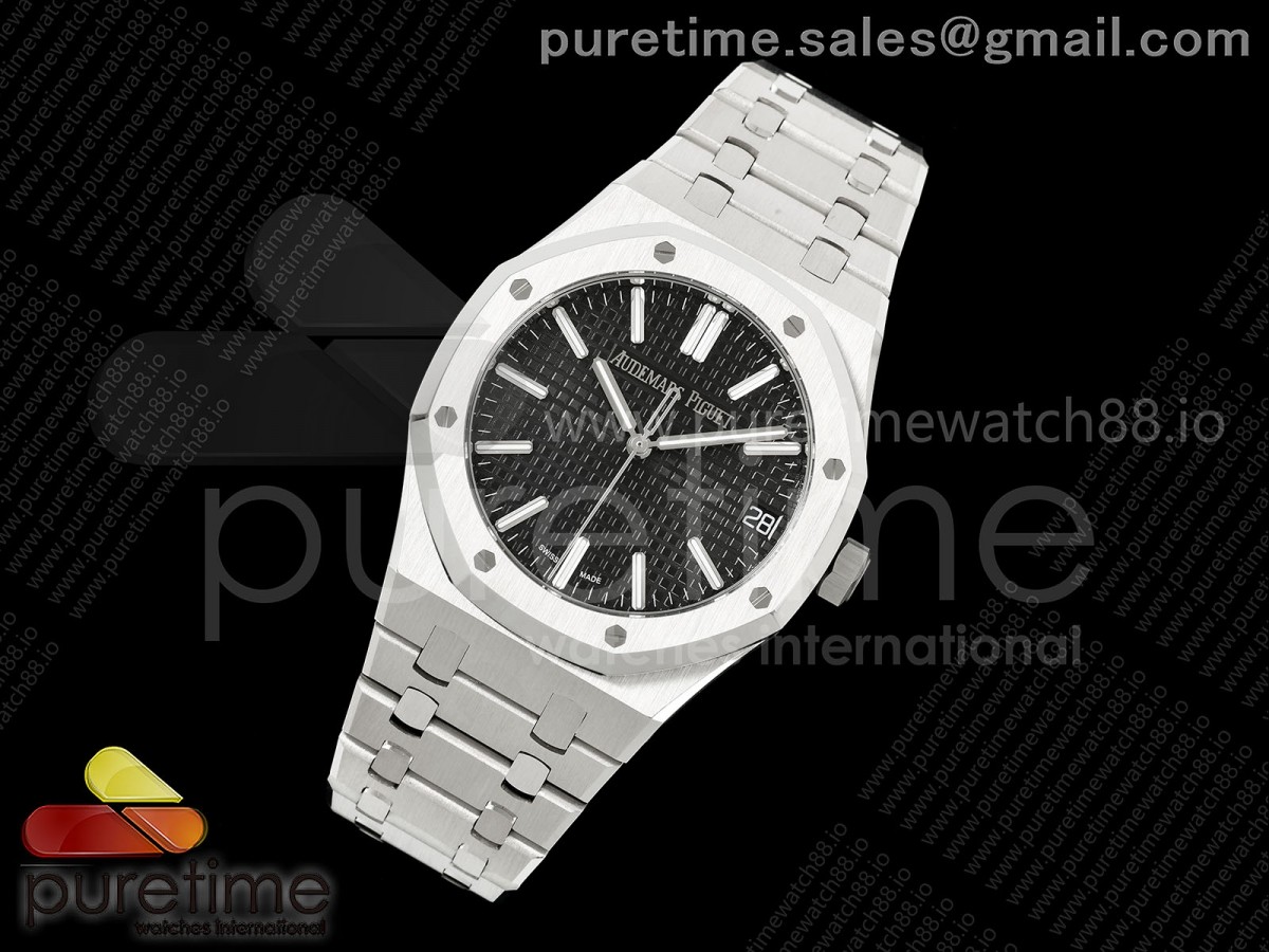 Royal Oak 15510 SS OCTA 1:1 Best Edition Black Dial on SS Bracelet JH4302 Super Clone (Free Sprung)