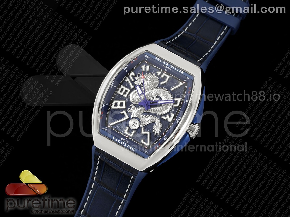 Vanguard V45 SS ABF Best Edition Silver Dragon Dial on Blue Gummy Strap A2824