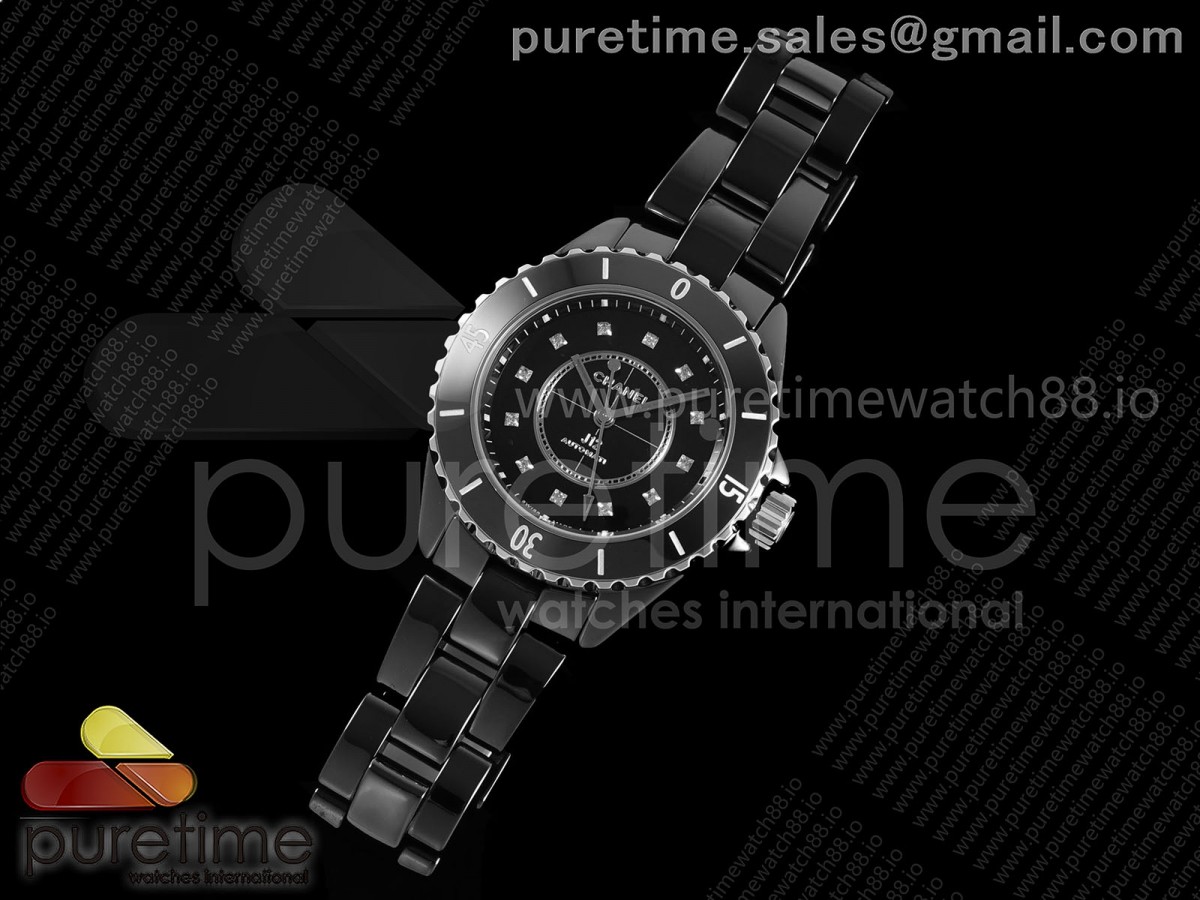 J13 33mm HTF 1:1 Best Edition Black Korea Ceramic Black Dial Diamonds Markers on Bracelet  A12.2