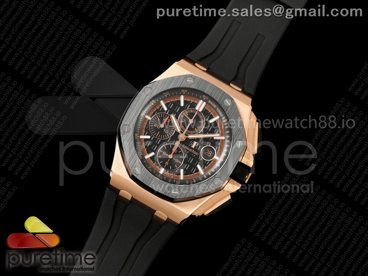Royal Oak Offshore 44mm RG Ceramic Bezel JF 1:1 Best Edition Black Dial on Rubber Strap A3126