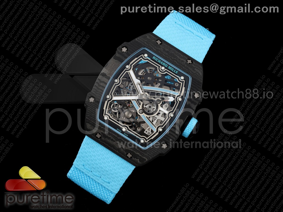 AVF RM67-02 NTPT Baby Blue Skeleton Dial on Baby Blue Elastic strap CRMA7 Clone V2