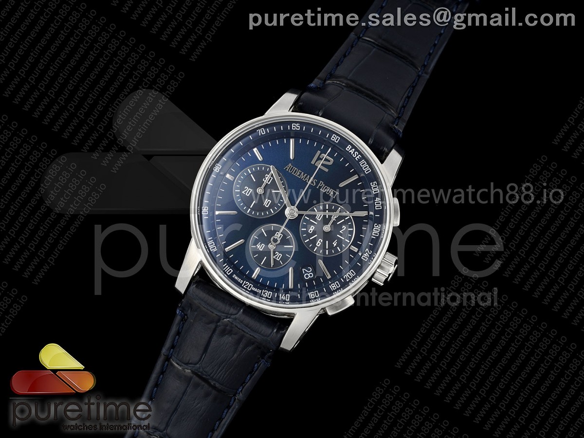 Code 11.59 Chrono 26393 SS APSF 1:1 Best Edition Blue Dial on Blue Leather Strap SA4401 Super Clone