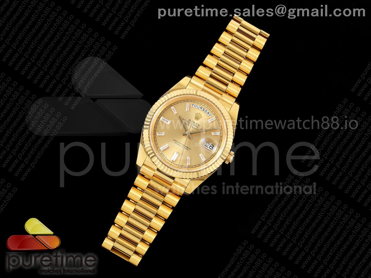 Day Date 40 YG EWEF 1:1 Best Edition YG Crystal Dial on President Bracelet A3255 (Weighted)