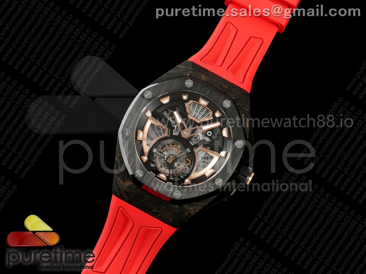 Royal Oak Concept Tourbillon 42mm RMF Best Edition Skeleton Dial on Red Rubber Strap