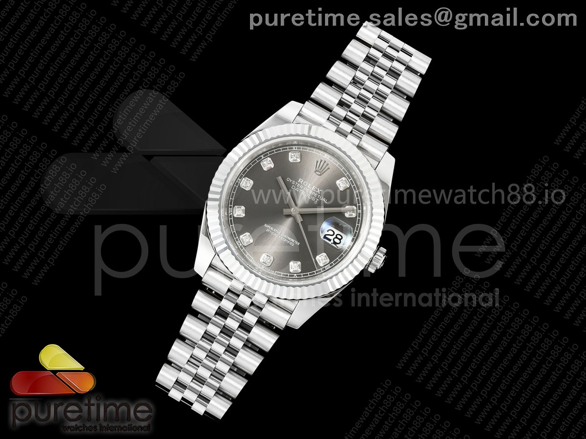 DateJust 41 126334 904L SS RGF 1:1 Best Edition Gray Diamonds Dial on Jubilee Bracelet JH3235 (Free Sprung)