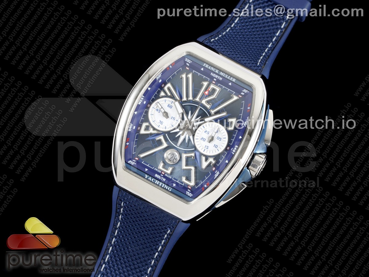 Vanguard Chrono SS ABF 1:1 Best Edition Blue Textured Dial on Blue Nylon Strap A7750