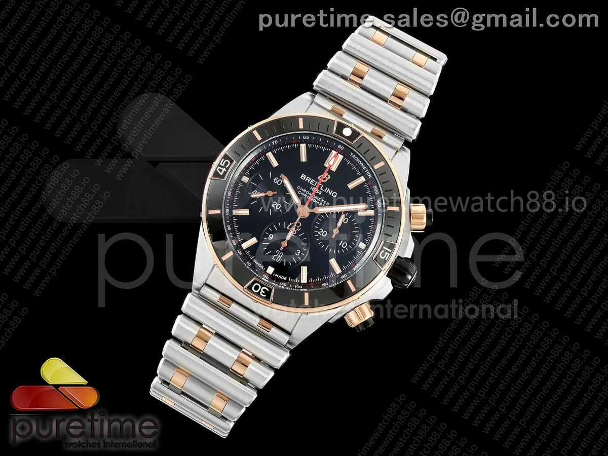 Super Chronomat B01 44 SS/RG TF 1:1 Best Edition Black Dial on SS/RG Bracelet A7750