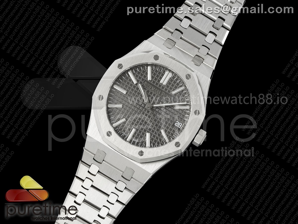 Royal Oak 41mm 15510 SS JF 1:1 Best Edition Gray Dial on SS Bracelet SA4302 Super Clone