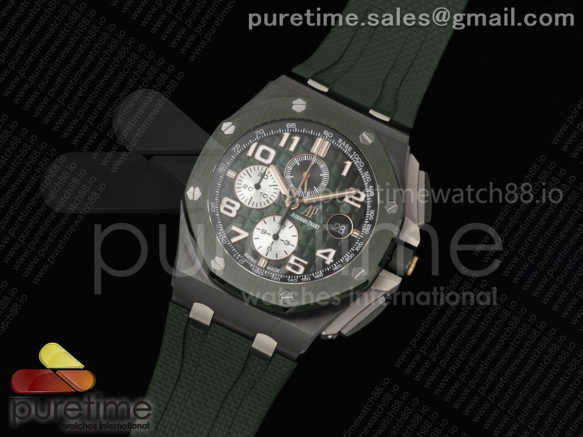 Royal Oak Offshore 44mm Green Ceramic APJF 1:1 Best Edition Green Dial on Green Rubber Strap A3126