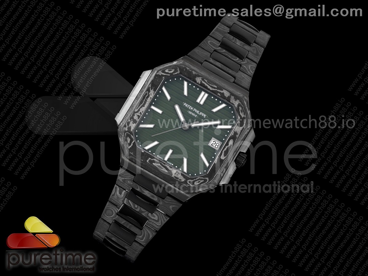 Cubitus Black Carbon DIWF Best Edition Green Dial on Carbon Bracelet A324