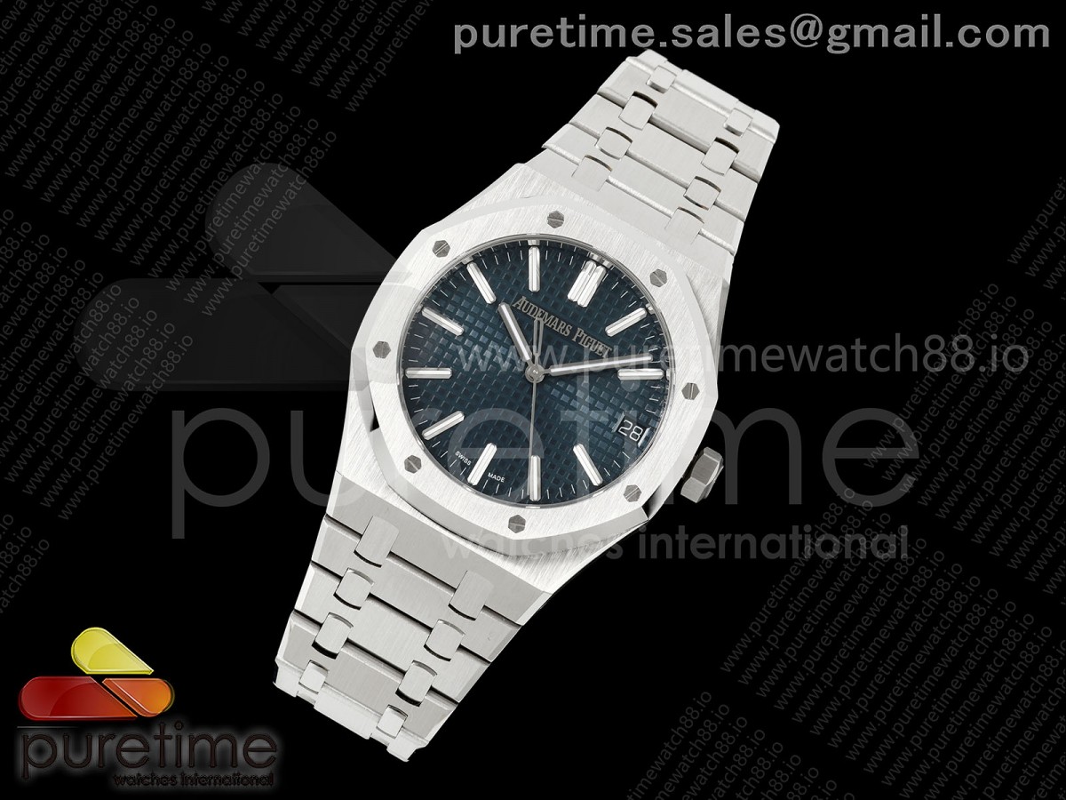 Royal Oak 41mm 15510 SS VSF 1:1 Best Edition Blue Textured Dial on SS Bracelet DD4302 Super Clone