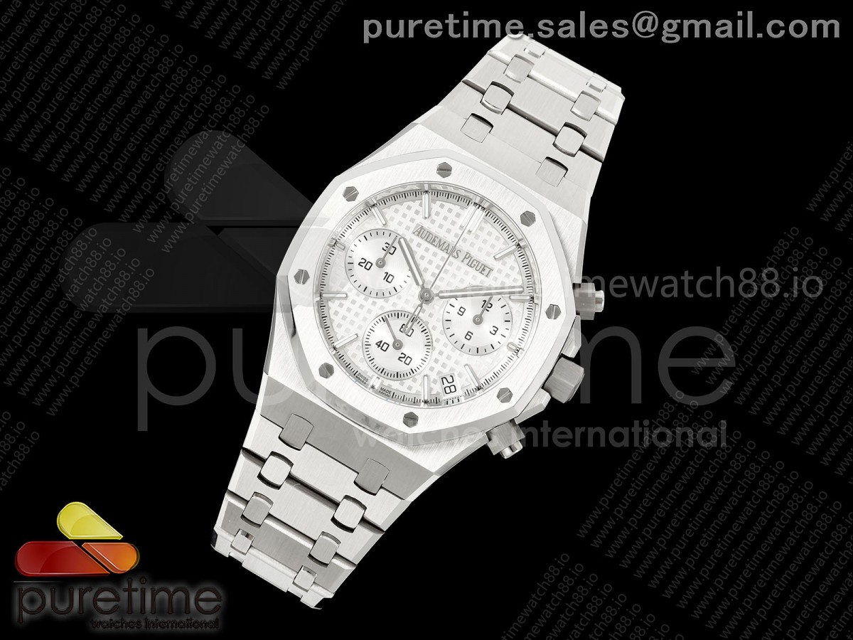 Royal Oak Chrono 26240 SS OCTA 1:1 Best Edition White Dial on SS Bracelet JH4401 Super Clone (Free Sprung)