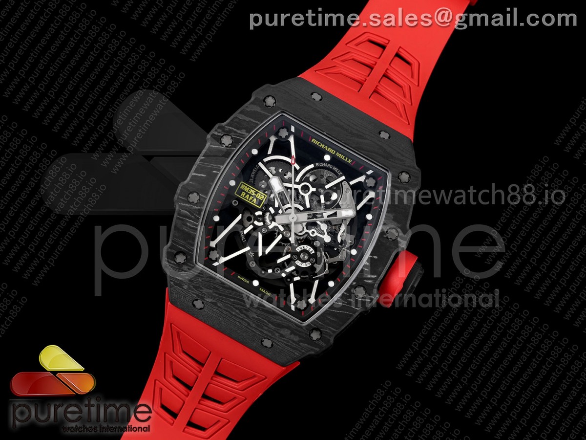 RM035-02 NTPT UMI 1:1 Best Edition Skeleton Dial on Red Rubber Strap RMAL1 Super Clone Free Sprung
