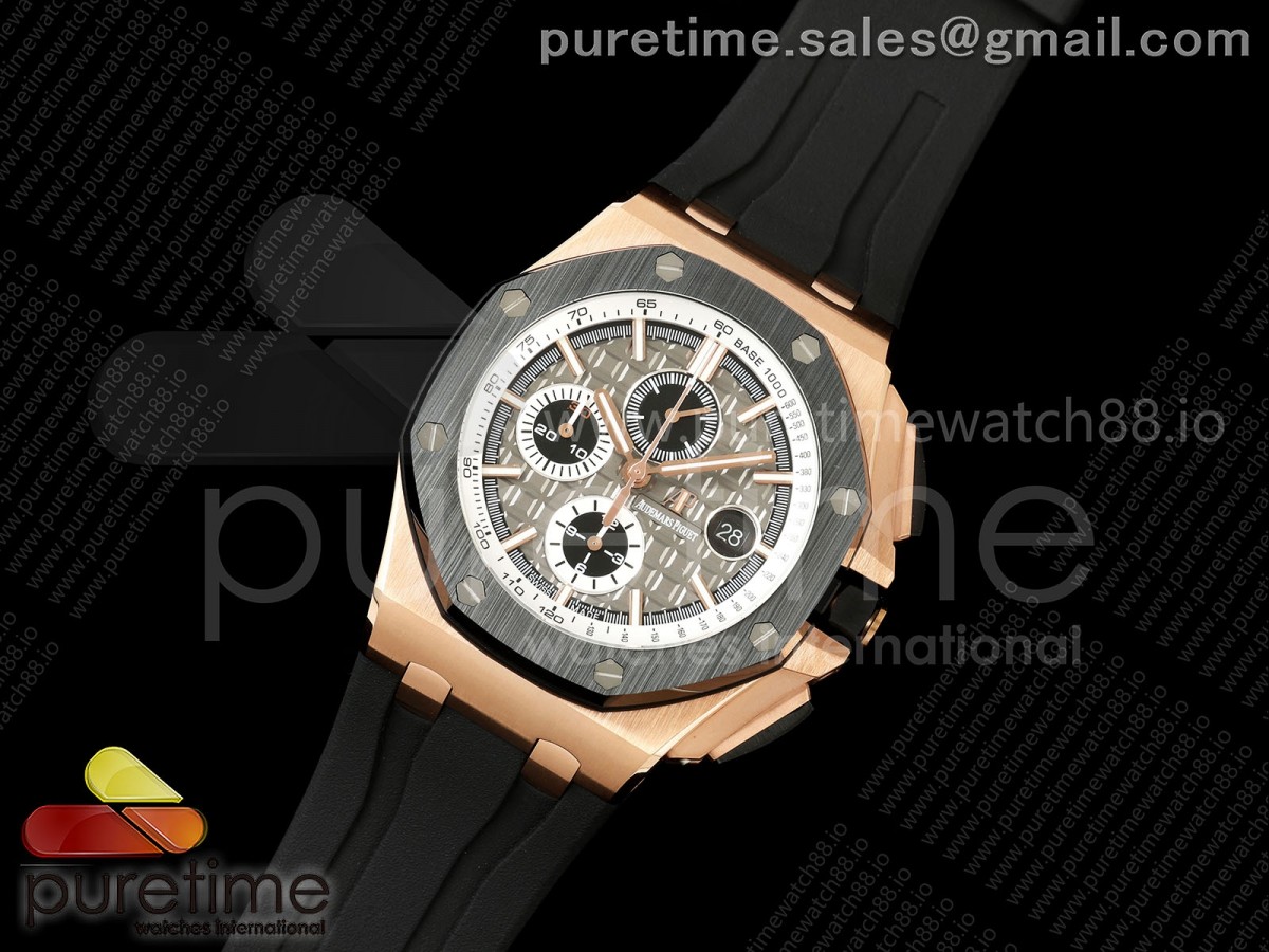 Royal Oak Offshore 44mm RG Ceramic Bezel JF 1:1 Best Edition Gray Dial on Rubber Strap A3126