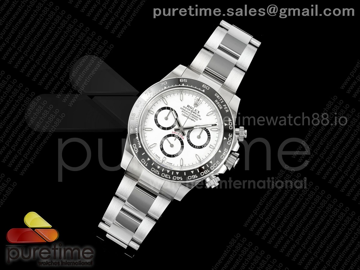 Daytona 126500 3CF 1:1 Best Edition 904L Steel White Dial on SS Bracelet JH4131 Free Sprung