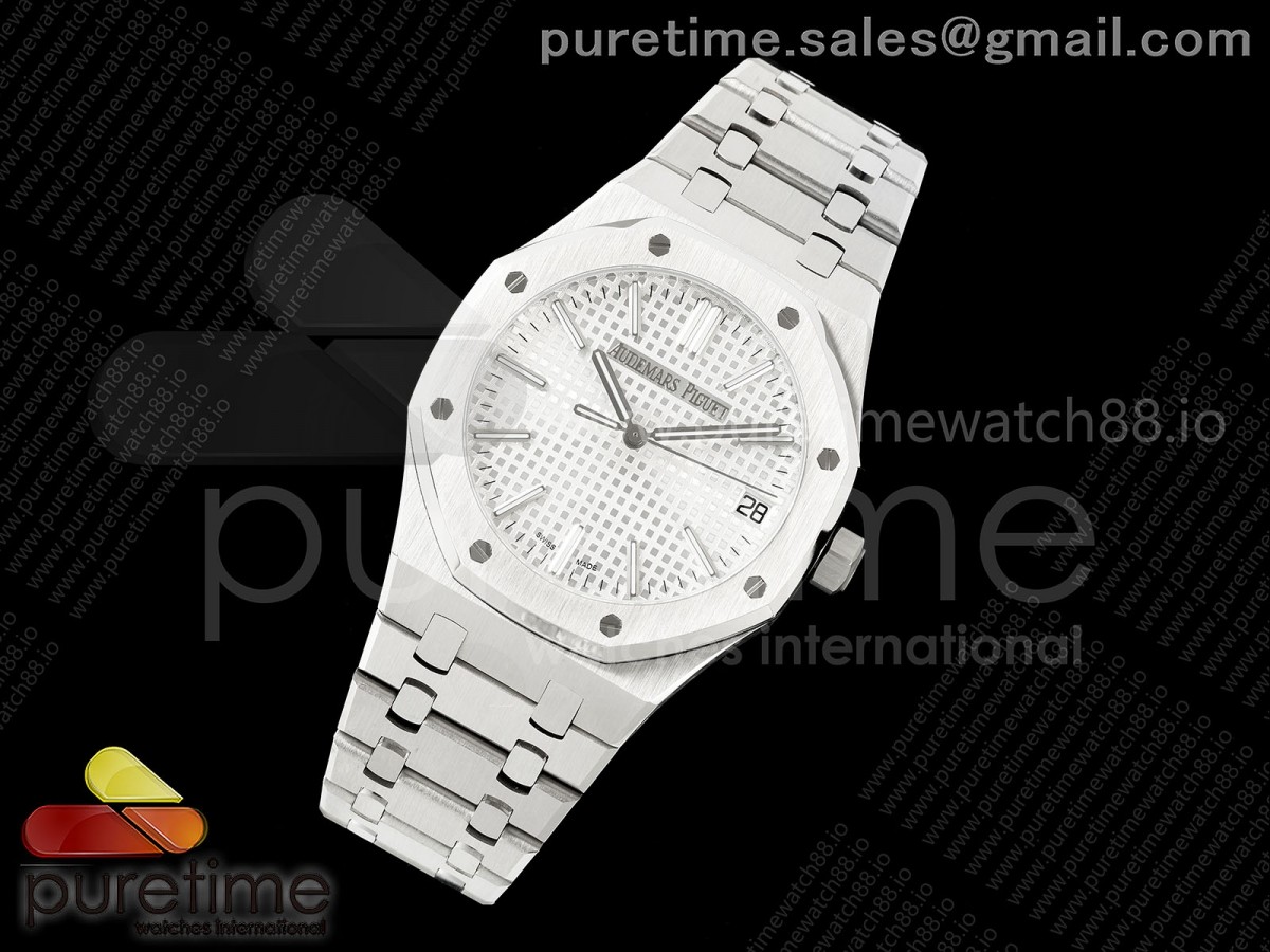 Royal Oak 15510 SS OCTA 1:1 Best Edition White Dial on SS Bracelet JH4302 Super Clone (Free Sprung)