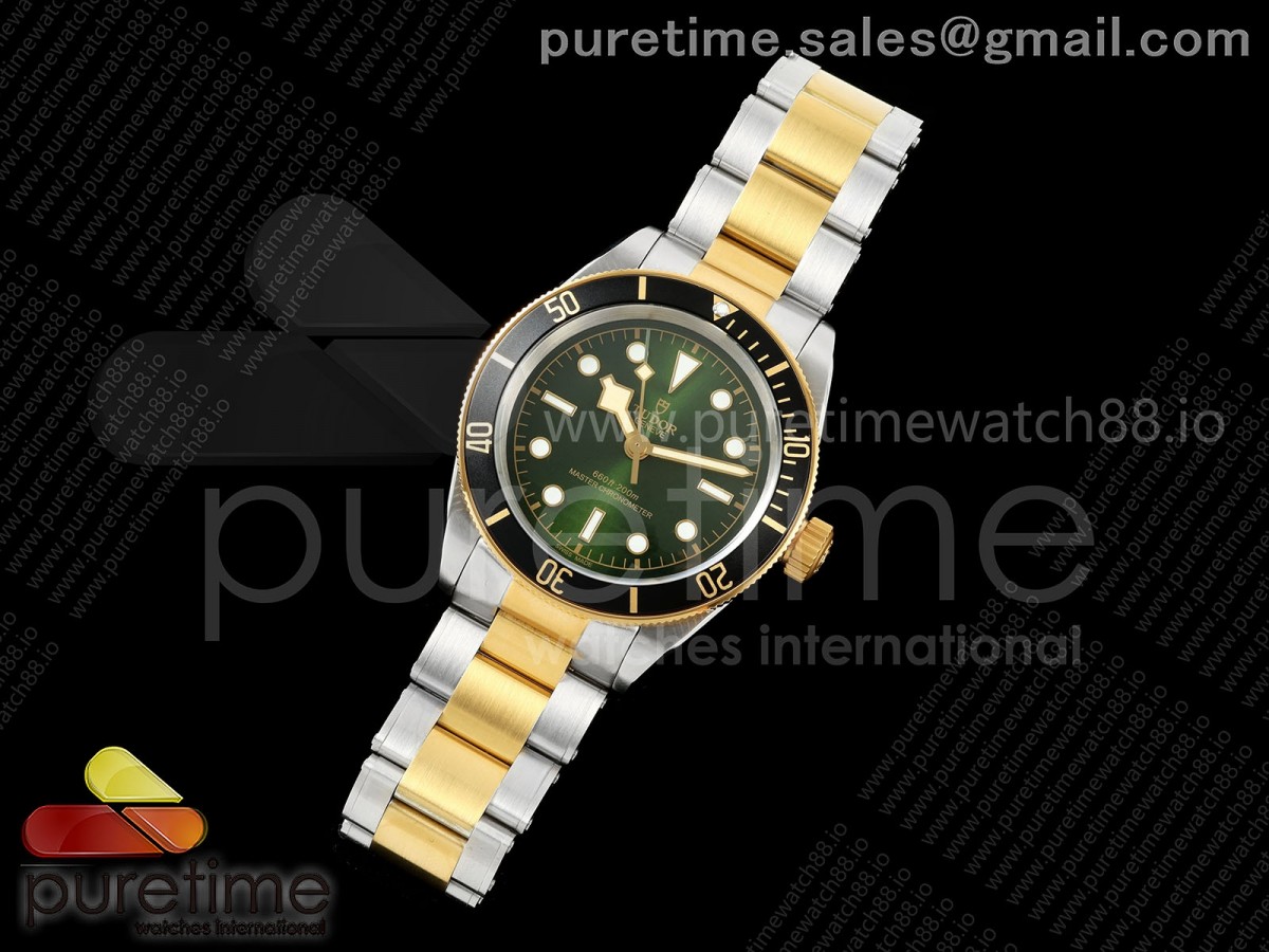 Black bay 41 SS/YG BLF 1:1 Best Edition Black Bezel Green Dial on Rivet Strap A2824