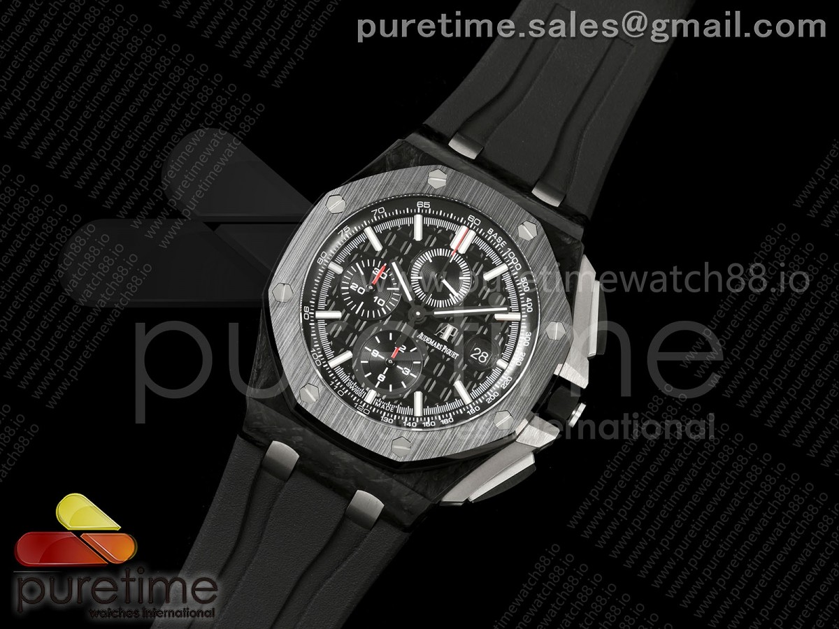 Royal Oak Offshore 44mm Forged Carbon Ceramic Bezel JF 1:1 Best Edition Black Dial on Rubber Strap A3126