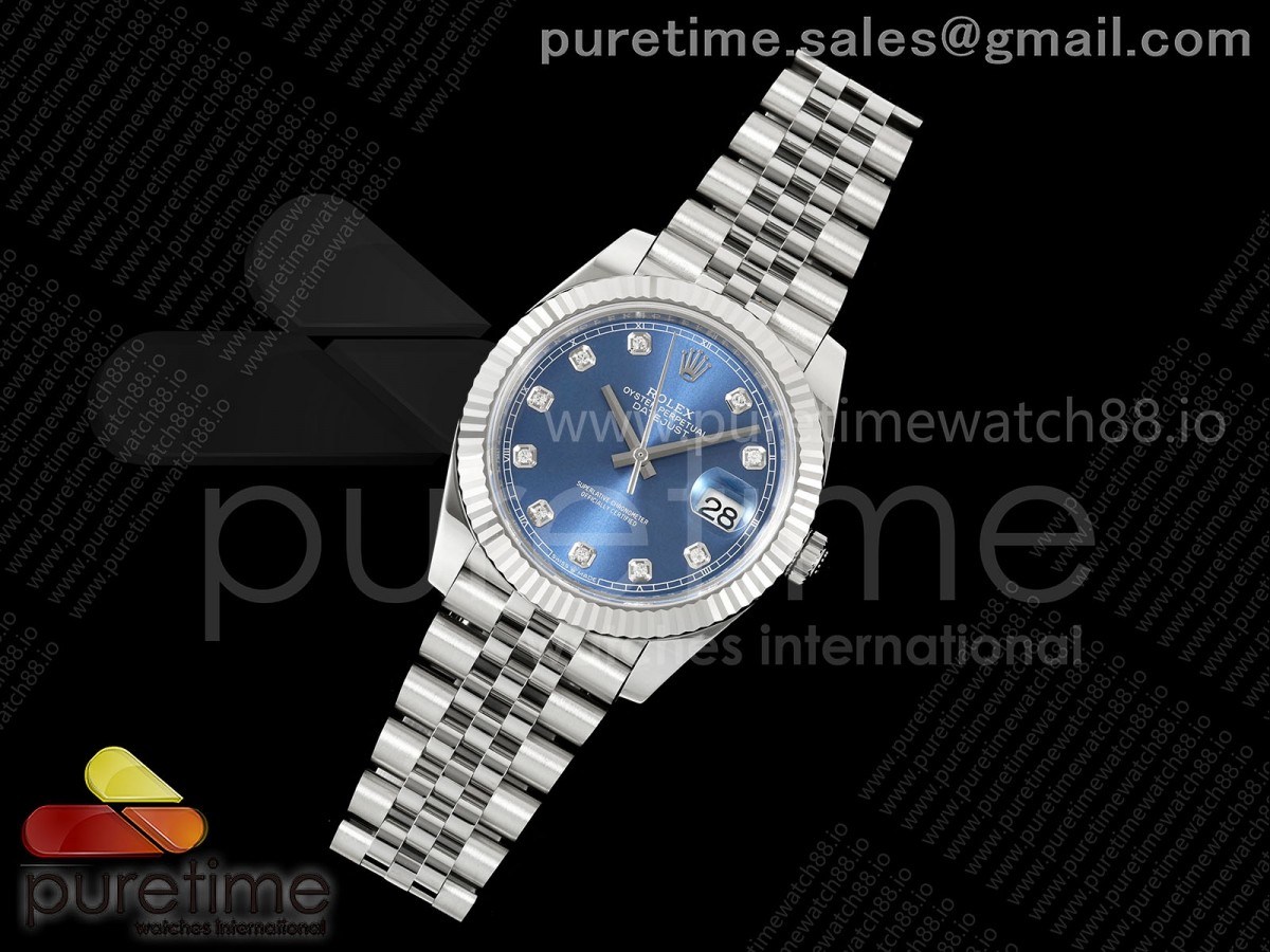 DateJust 41 126334 SS RCF 1:1 Best Edition Blue Diamonds Dial on Jubilee Bracelet JH3235
