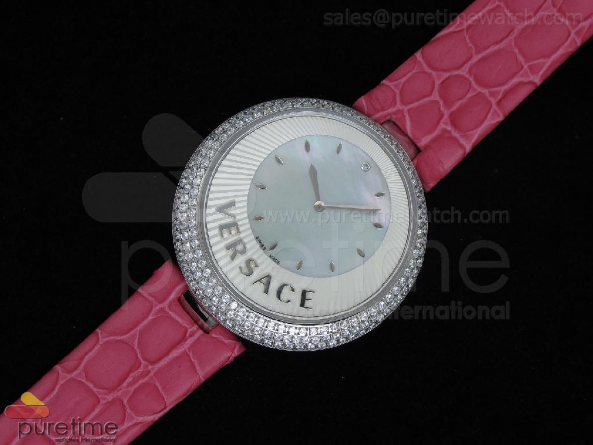 Perpetuelle SS MOP Dial on Pink Leather Strap