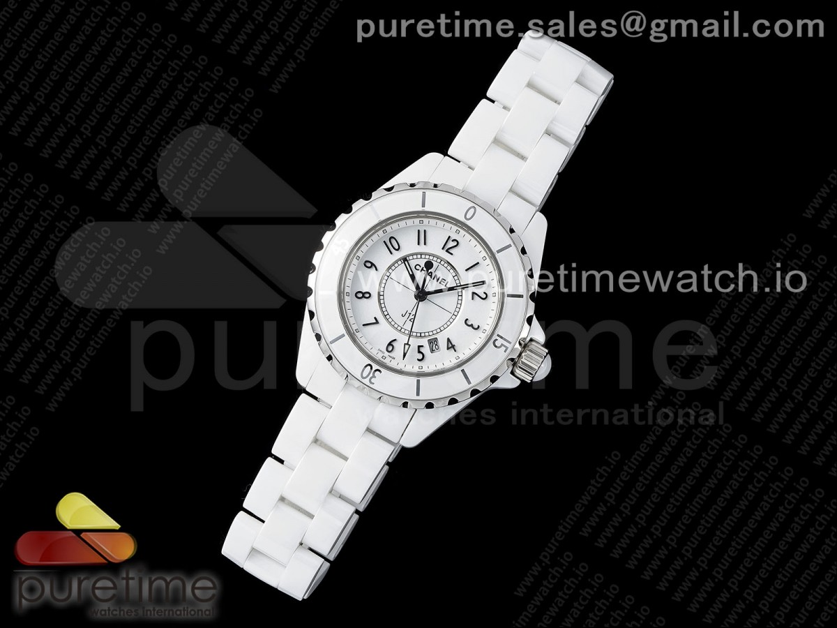 J13 33mm XF 1:1 Best Edition White Korea Ceramic White Numeral Dial on Bracelet Swiss Quartz