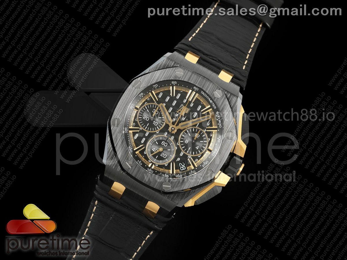 Royal Oak Offshore 43mm Ceramic/YG APPF Best Edition Black Dial on Black Leather Strap AA4401