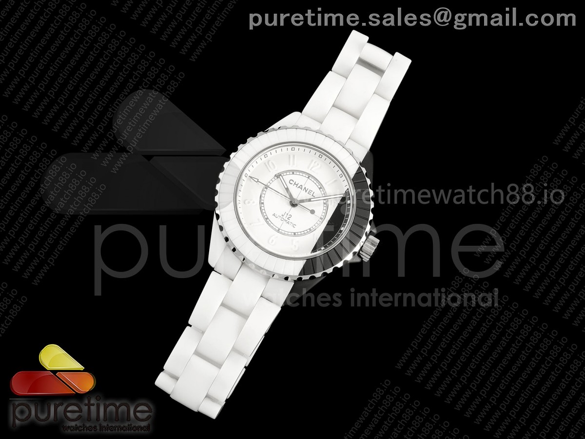 J13 38mm HTF 1:1 Best Edition White/Black Korea Ceramic White Markers Dial on Bracelet A12.1