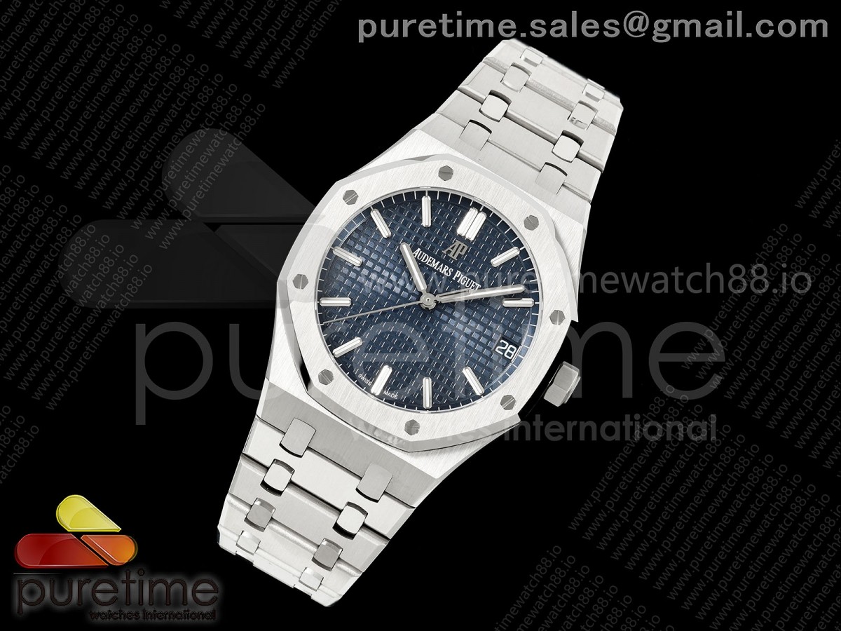 Royal Oak 15500 SS OCTA 1:1 Best Edition Blue Dial on SS Bracelet JH4302 Super Clone (Free Sprung)