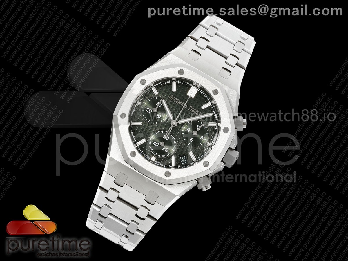 Royal Oak Chrono 26240 SS OCTA 1:1 Best Edition Green Dial on SS Bracelet JH4401 Super Clone (Free Sprung)