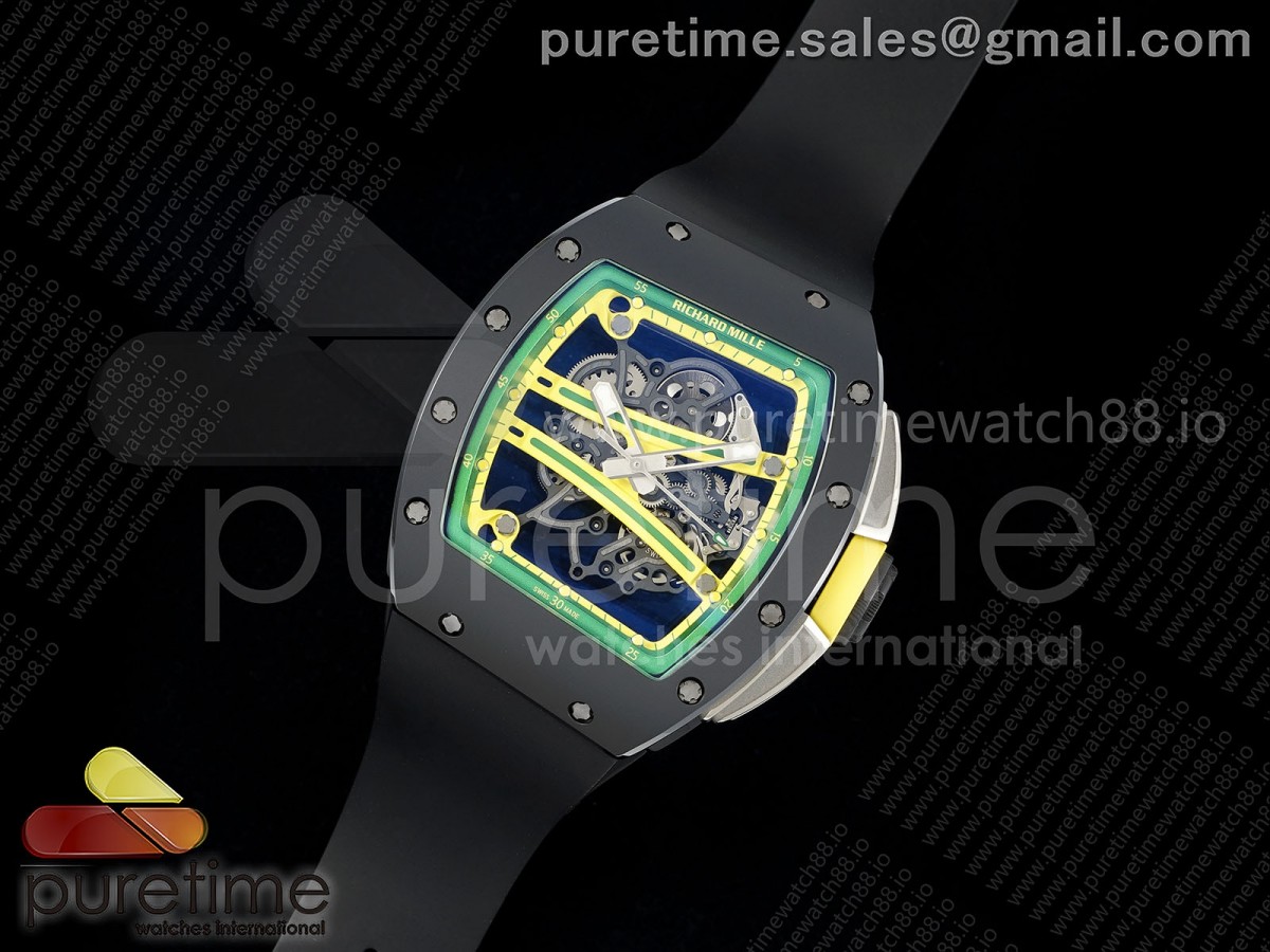 RM061 Black Ceramic ZF 1:1 Best Edition on White Rubber Strap RMUL2 Super Clone