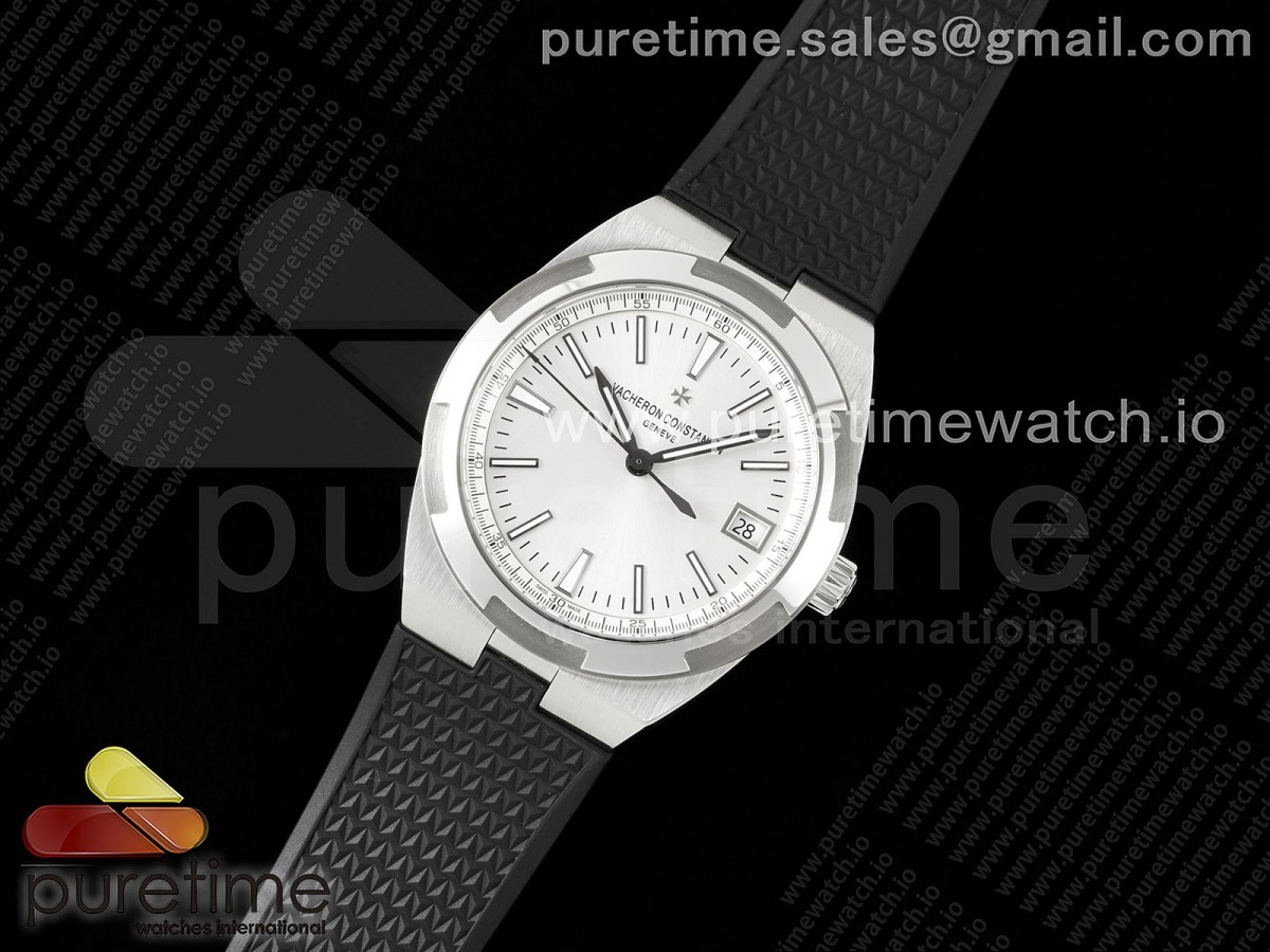 Overseas 4500V SS ZF 1:1 Best Edition Silver Dial on Black Rubber Strap A5100