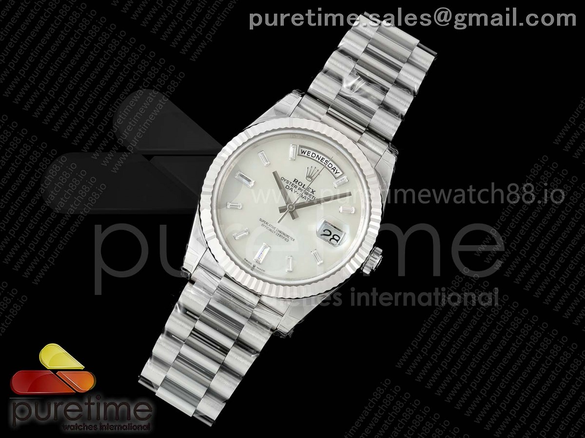 DayDate 40 228239 VSF 1:1 Best Edition White MOP Crystal Dial on President Bracelet VS3255 V2