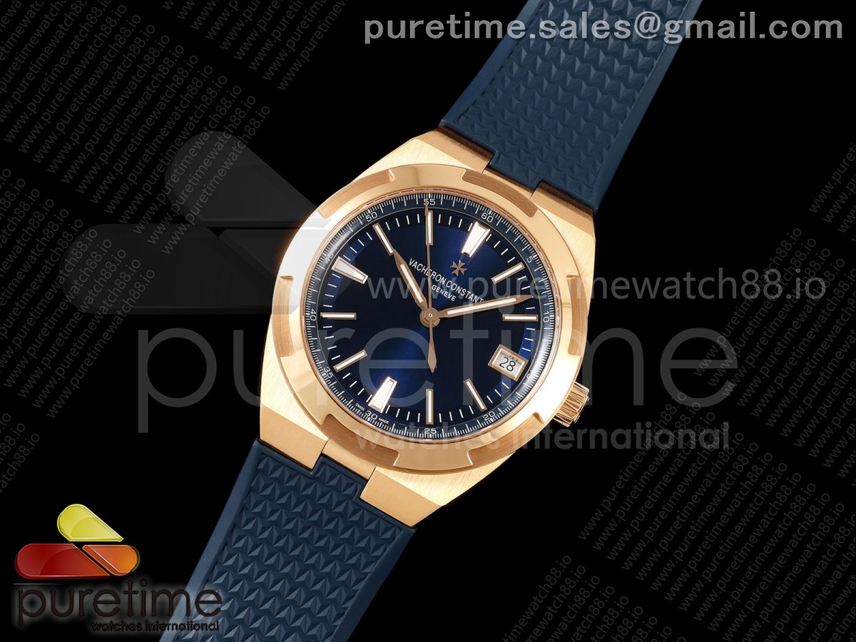 Overseas 4500v RG PPF 1:1 Best Edition Blue Dial on Blue Rubber Strap A5100