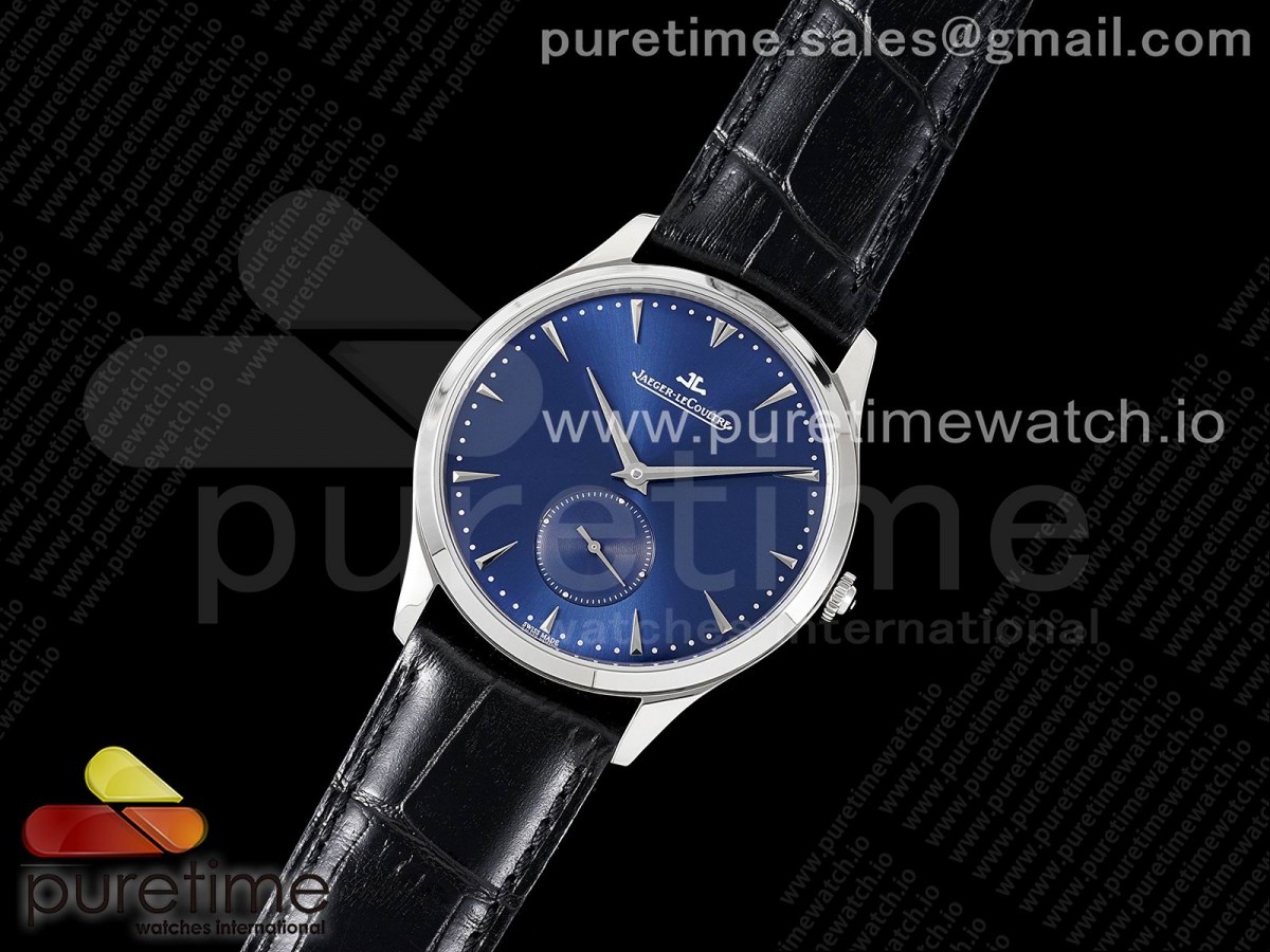 Master Ultra Thin Small Second SS ZF 1:1 Best Edition Blue Dial on Black Leather Strap A896