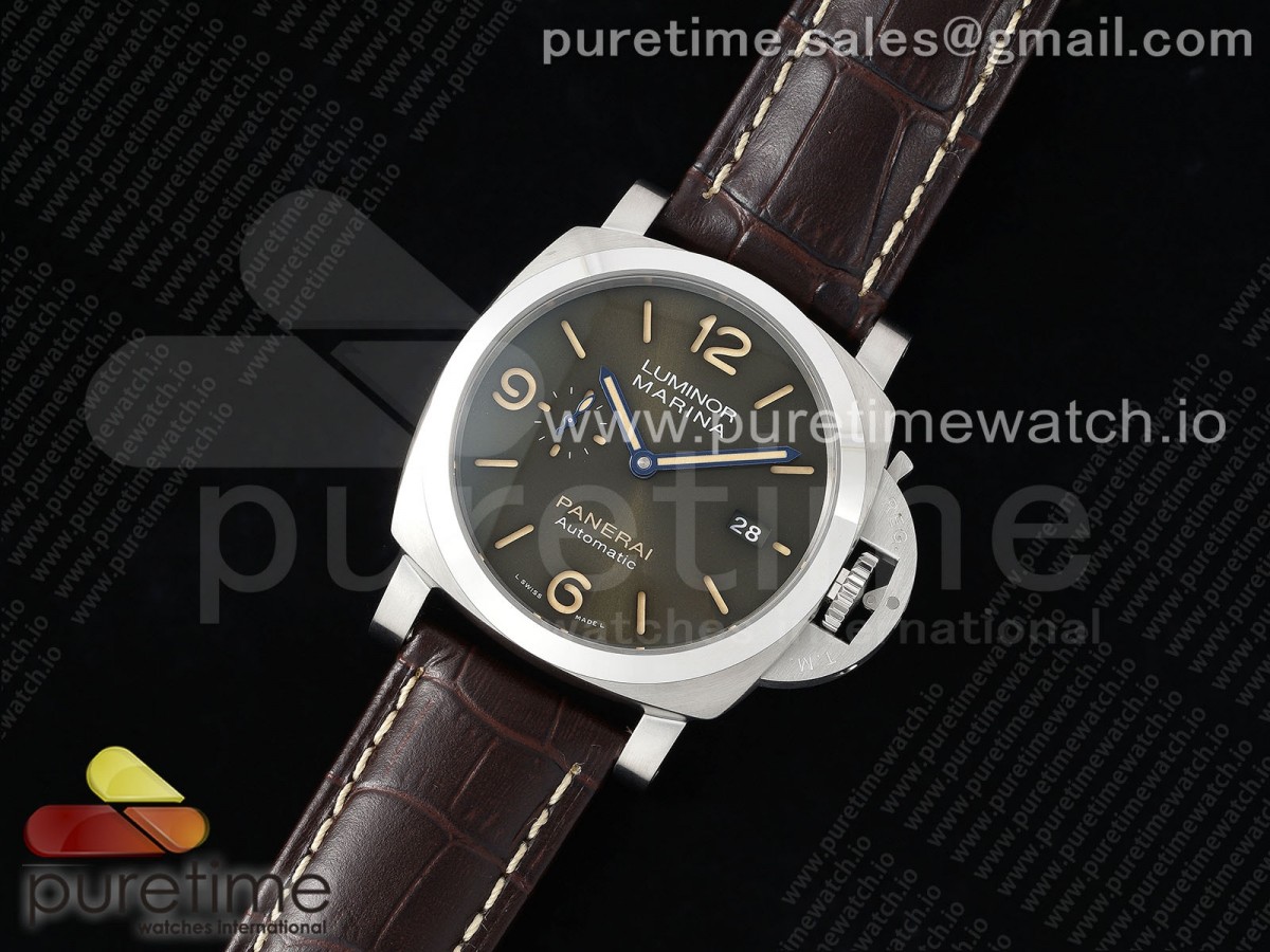 PAM1116 S TTF 1:1 Best Edition Dark Green Dial on Brown Leather Strap P9010