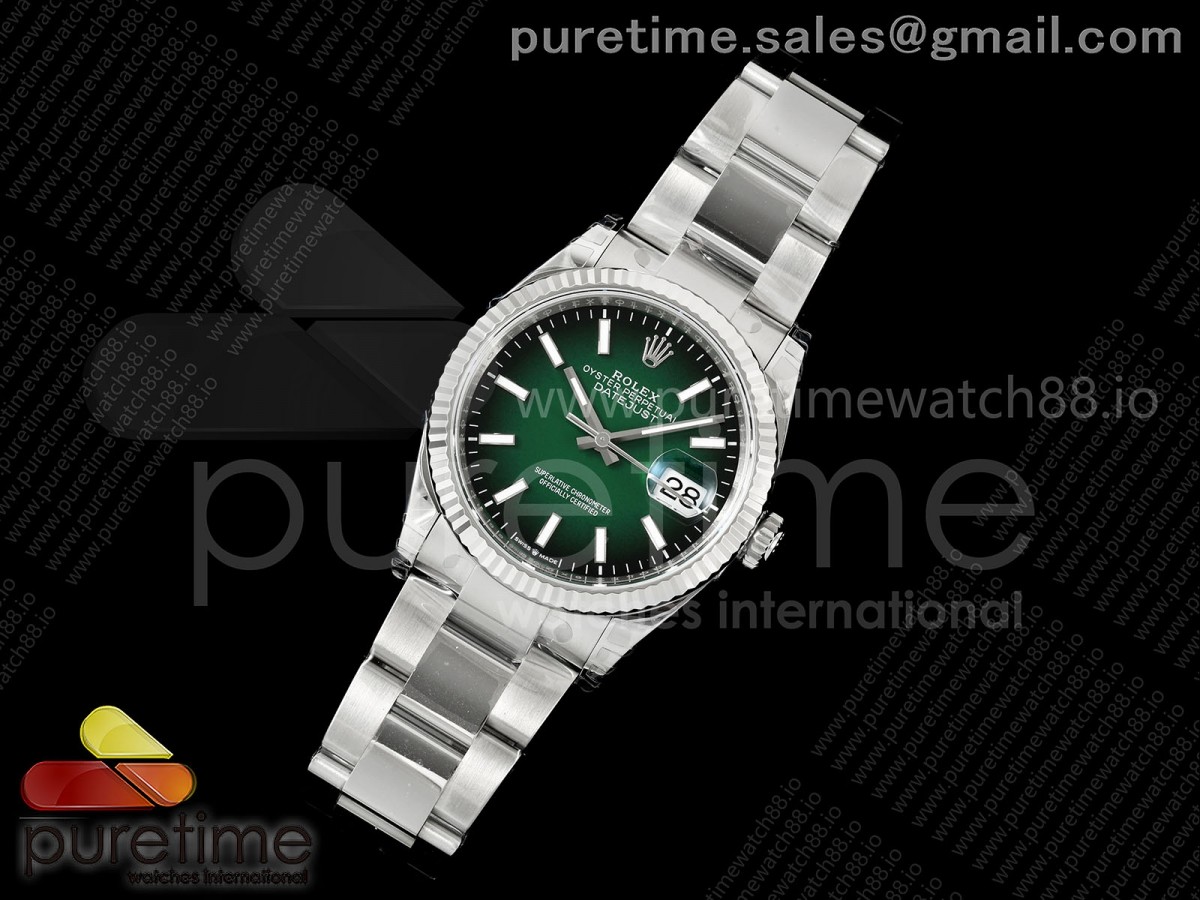 DateJust 36 126234 904L SS MZF 1:1 Best Edition Green Ombre Dial on Oyster Bracelet JH3235